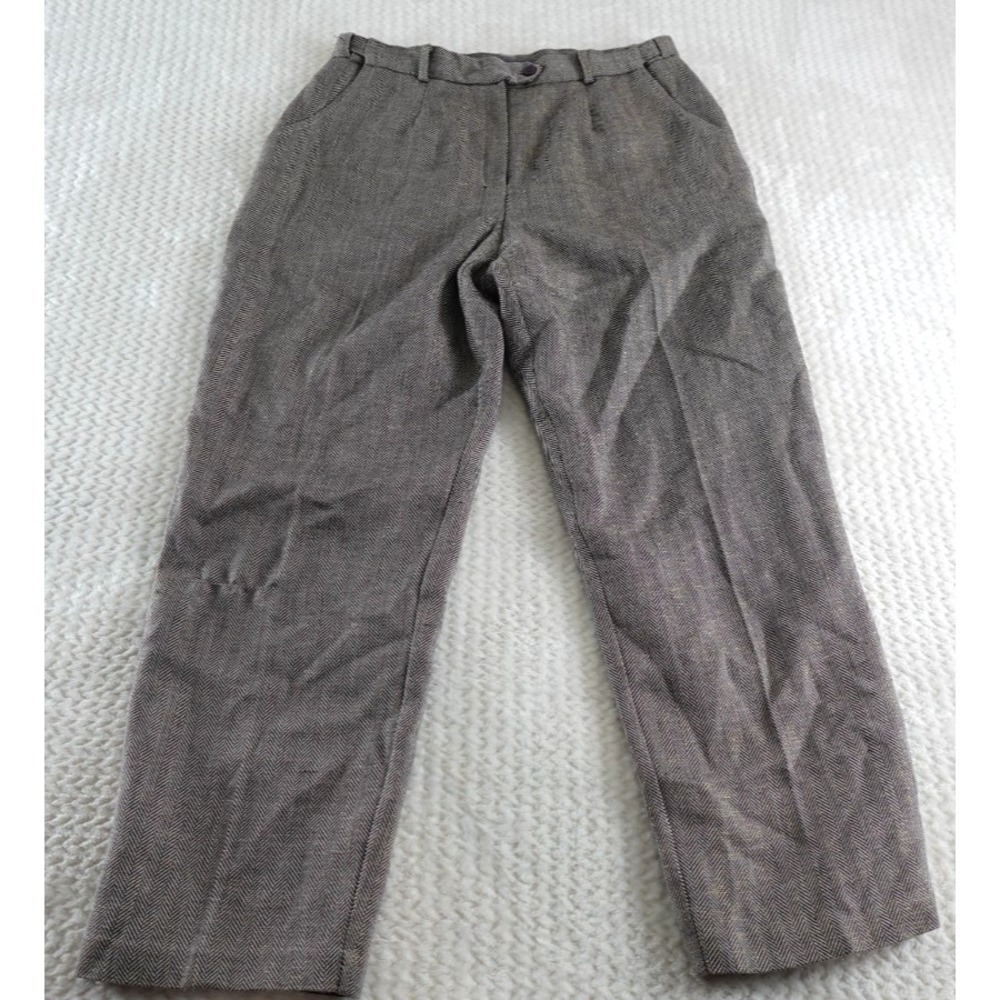 koret petite grey herringbone wool blend metallic trousers size 12p